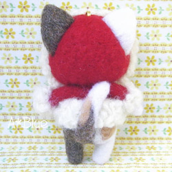 羊毛フェルト/サンタにゃんこストラップ♬三毛猫 3枚目の画像