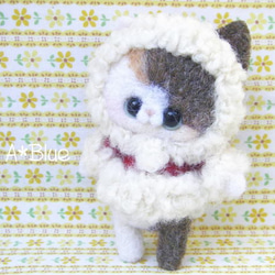 羊毛フェルト/サンタにゃんこストラップ♬三毛猫 5枚目の画像