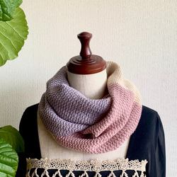 ミナペルホネン ネイビーブラック系パッチ ボリュームスヌード