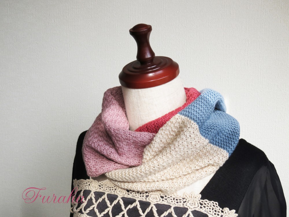 【受注制作】色々なお洋服に合う、極上のやわらかメリノのスヌード_フラミンゴ 【日本製メリノウール100％】