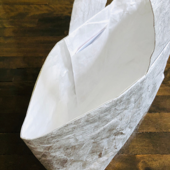 超軽量多目的バッグ-洗える-折り畳み式-耐水性エコ素材【舟形-シルバーSサイズ】 3枚目の画像