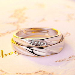 【送料無料】ラインジルコニア ペアリング ♡マリッジ指輪 シルバー ツイストストーンリングS925刻印 3枚目の画像