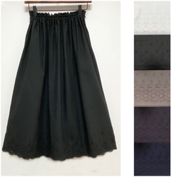 スカラップレースブラック　ギャザースカート　 1枚目の画像