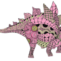 【春の花シリーズ】ポーチ　ステゴサウルス　ピンクフラワー 3枚目の画像