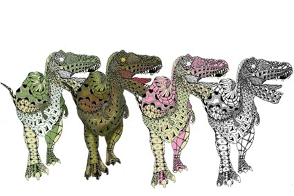 キッズに大人気☆タトゥーシール　5枚セット　ミックス恐竜　ティラノサウルス　トリケラトプス　スピノサウルス　　 2枚目の画像