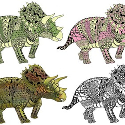 キッズに大人気☆タトゥーシール　5枚セット　ミックス恐竜　ティラノサウルス　トリケラトプス　スピノサウルス　　 3枚目の画像