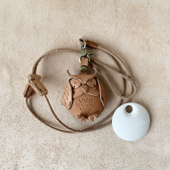 GOGORO鑰匙包-動物森林-貓頭鷹-真皮植鞣 皮革鑰匙圈 吊飾 動物造型 第2張的照片