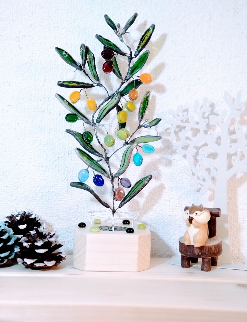 ステンドグラス スマイル ウェーブ 天然木 額 【公式通販】