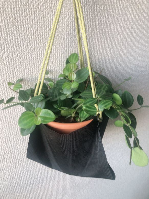 観葉植物　植木鉢カバー　プラントハンガー　ナイロン製　ブラック 9枚目の画像