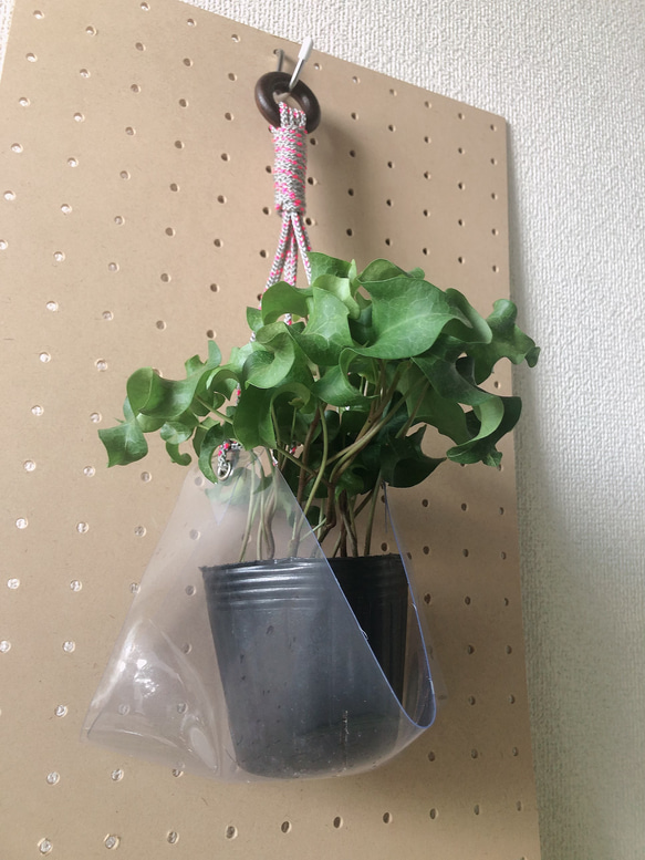 観葉植物　植木鉢カバー　プラントハンガー　スケルトン　ビニール製 6枚目の画像