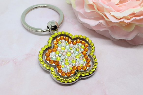 お花のオルゴナイト♡キーホルダー くまちゃん イエロー シトリン サン