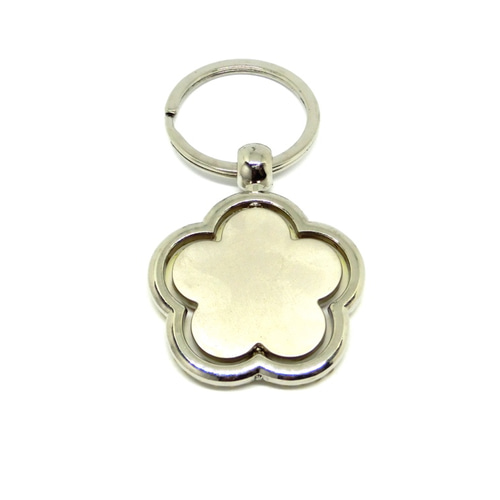 くるくるお花が回るキーホルダー・シルバー・デコアート（シトリンなど