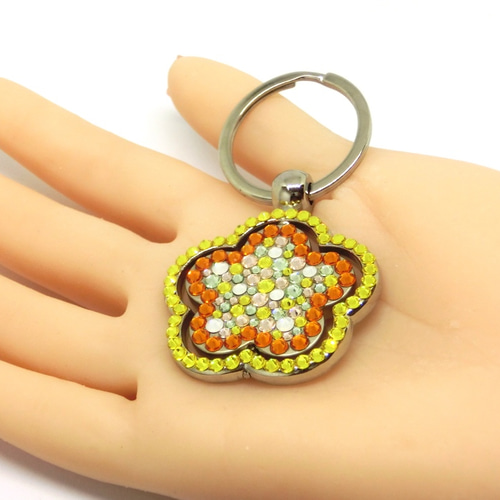 送料無料◆2024新品  お花のオルゴナイト♡キーホルダー くまちゃん イエロー チャーム