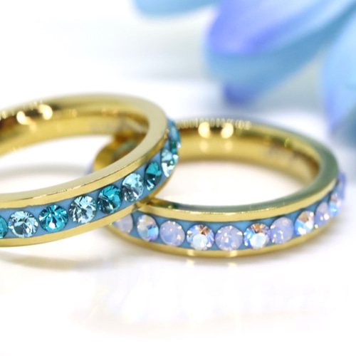 ピンキーリング・スワロフスキー（ライトターコイズ・ブルー