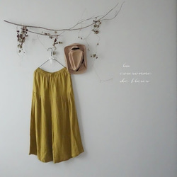lilas リラ ヨークタックワイドパンツ　フランスリネン ツイル mustard　 4枚目の画像
