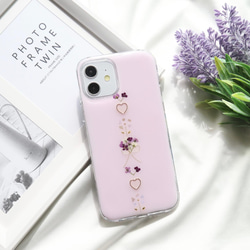 ソフトラベンダー♡花束 押し花スマホケース iPhoneケース