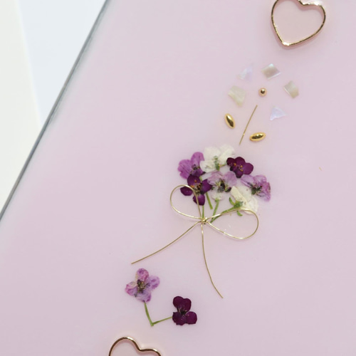花花♡ページ　他の方購入不可 ソフトラベンダー♡花束 押し花スマホケース iPhoneケース