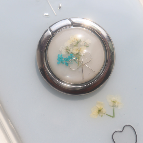 paleblueベース♡ 押し花スマホケース iPhoneケース Android Galaxy Xperia クリア 3枚目の画像