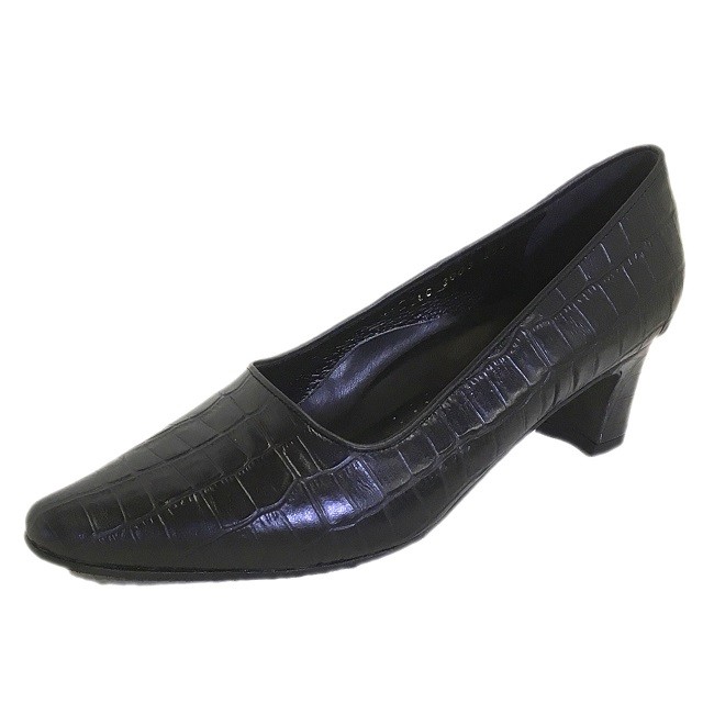 LC2003 ポインテッドトゥ パンプス クロコダイル型押 21.5~25cm 選べるヒール高 受注生産