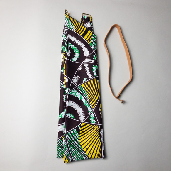 【ラスト1点！】African print × Real leather Folding bag Brown 4枚目の画像