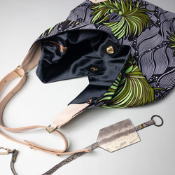 【受注生産】 African print × Real leather bag  Duckweed 4枚目の画像