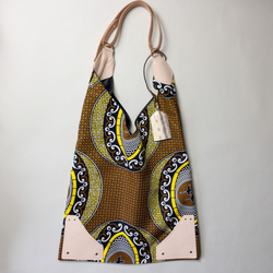 【Epidote】 African print × Real leather bag  Camel 3枚目の画像