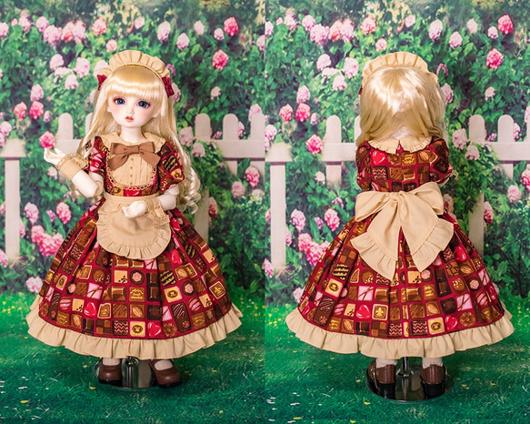 [SD/DSD兼用][SDドール服][DearSDドール服]午後3時の甘い夢ワンピースセット(レッド/3色展開) 7枚目の画像