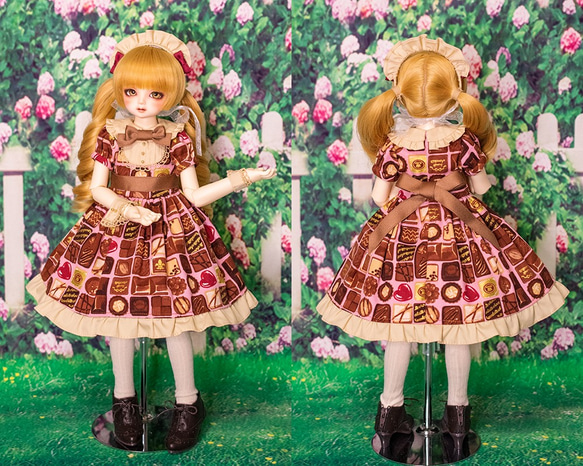 [SDMドール服]午後3時の甘い夢ワンピースセット(3色展開) レッド