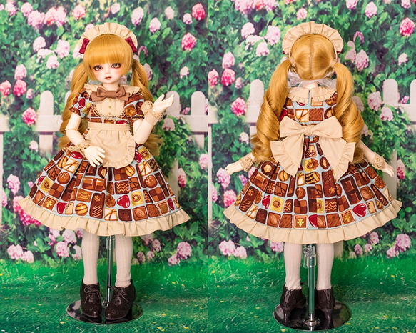 [SDMドール服]午後3時の甘い夢ワンピースセット(3色展開) レッド