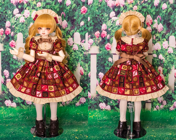 [SDMドール服]午後3時の甘い夢ワンピースセット(3色展開) レッド
