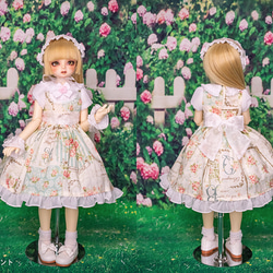 [SDMドール服]シュガーリーローズガーデンワンピースセット(3色展開) 2枚目の画像