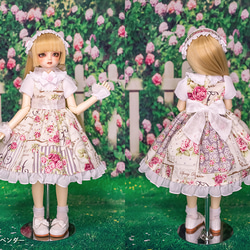 [SDMドール服]シュガーリーローズガーデンワンピースセット(3色展開) 5枚目の画像
