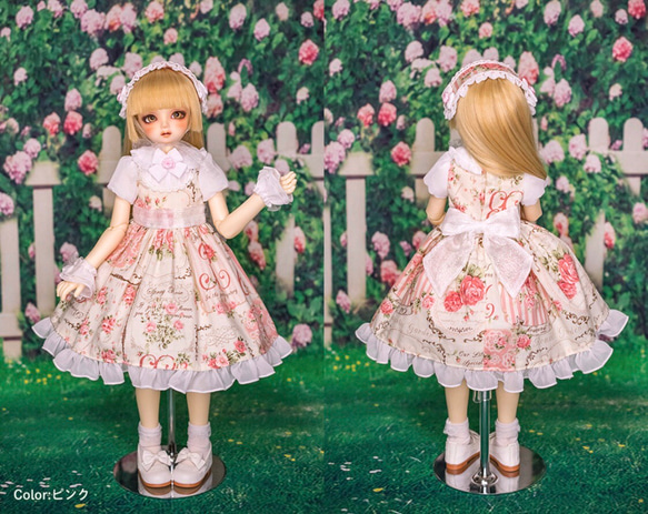 ＊O様専用＊[SDMドール服]シュガーリーローズガーデンワンピースセット(ピンク) 2枚目の画像