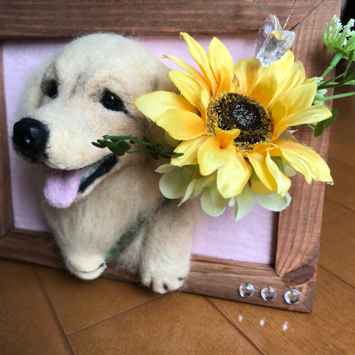 羊毛フェルト ゴールデンレトリバー 愛犬 ゴールデン フレーム 羊毛フェルト ゴールデンレトリバー フレーム 羊毛フェルト minao 通販