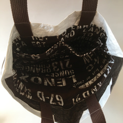 大人気のバッグ、サークル柄！タイベック素材（紙袋風→不織布）軽量！紙袋のようなバッグ（裏地　英字柄　綿素材）シワ加工 3枚目の画像