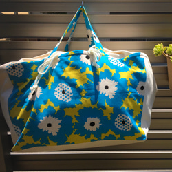 レジバッグ 買い物バッグ 大容量 エコバッグ 折り畳み レジカゴ型 コンパクト　花柄 2枚目の画像
