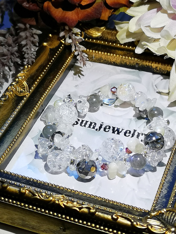 ラブラドライト×水晶♕sunjewelryブレスレット 1枚目の画像