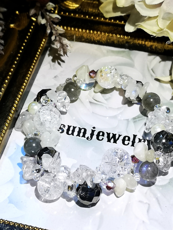 ラブラドライト×水晶♕sunjewelryブレスレット 3枚目の画像