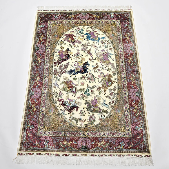 ペルシャ絨毯手作り シルク 100% SILK QOM 117＆80cm