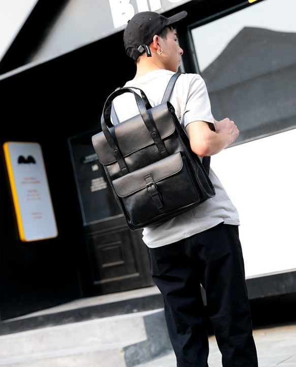 リュックサック 鞄 バッグ  シンプル レザー 通学通勤 ハンドバッグ ショルダーバグ レジャーバッグ トートバッグ 2枚目の画像