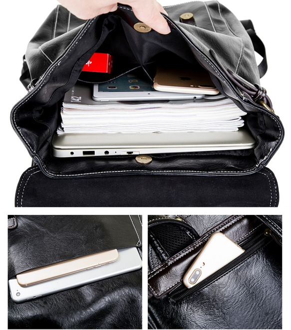 鞄 リュックサック 大容量 通学通勤 バッグ シンプル レザー ハンドバッグ ショルダーバグ レジャーバッグトートバッグ 5枚目の画像