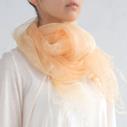 草木染二重羽衣マフラー 桜染め【オレンジ】 2枚目の画像