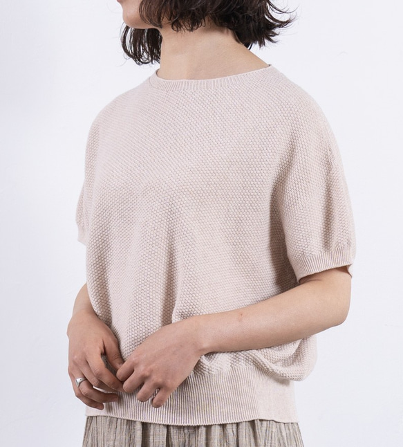 植染短袖Kanoko棉針織（棕色） 第5張的照片