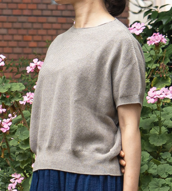 植染短袖Kanoko棉針織（灰色） 第1張的照片