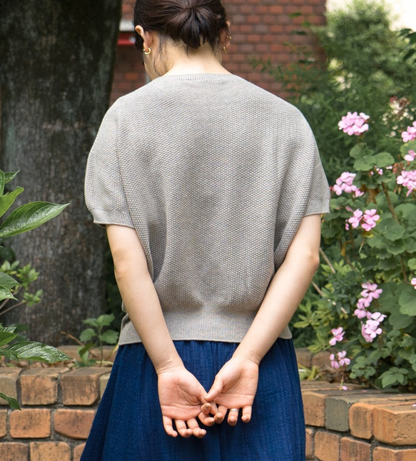 植染短袖Kanoko棉針織（灰色） 第2張的照片