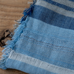 植物染甲州織橫條紋圍巾 藍染/屋久杉染 第4張的照片