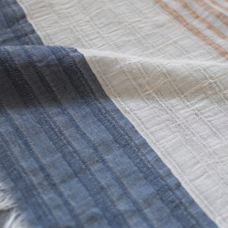 植物染播州織橫條紋圍巾 藍染/栗染 第2張的照片