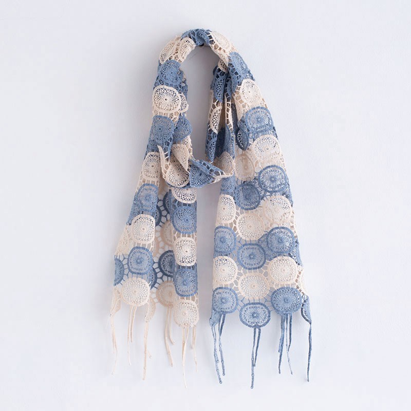 草木染めエンブロイアリウムマフラー 藍染め