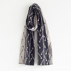 草木染ニットジャカードマフラー【南天】ログウッド染め/矢車附子染め