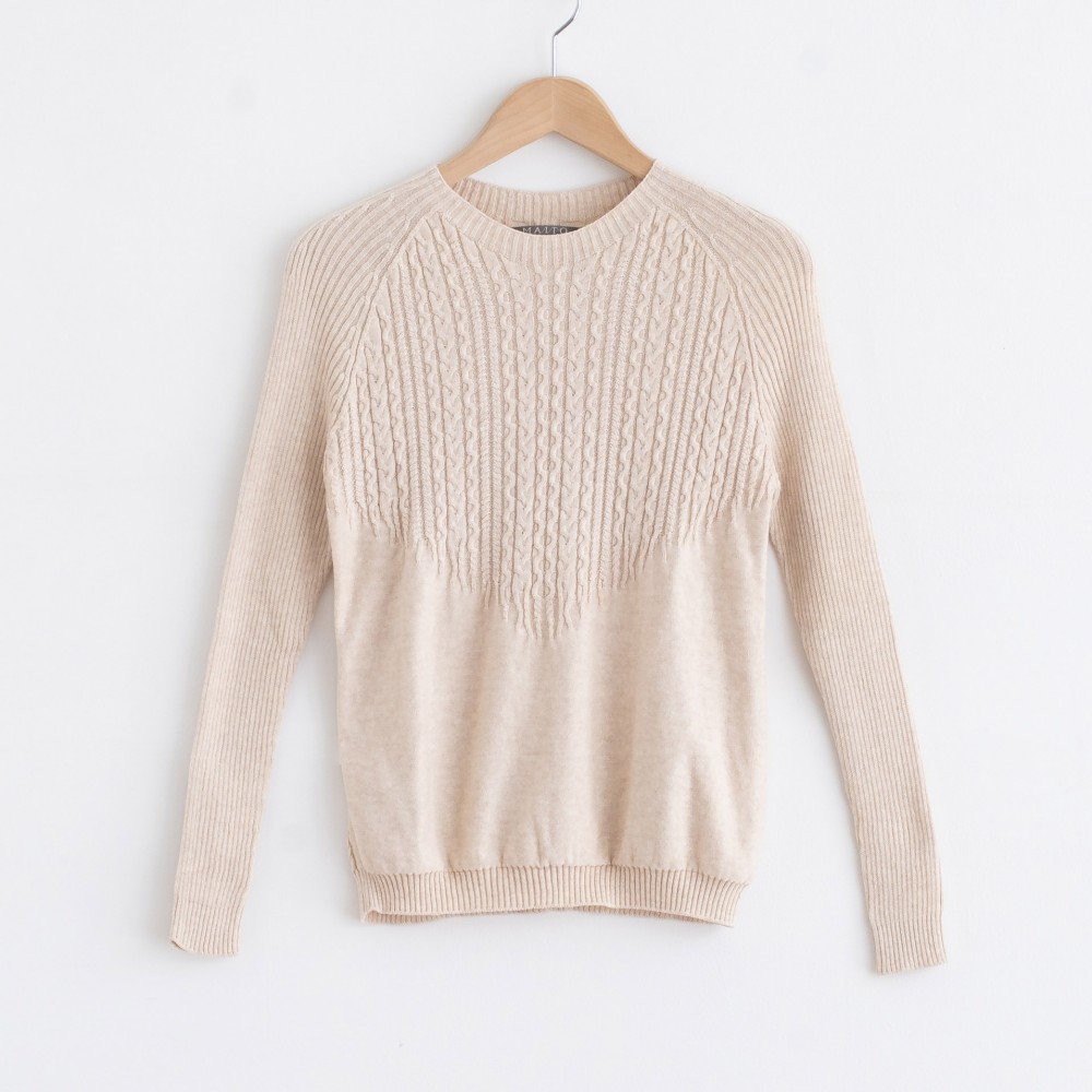 草木染め コットンケーブルニット 屋久杉染め(YB)